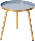 Modern Small Round Side Table with Iron Legs – Compact End Table for Living Room, Bedroom, Café & Flower Shop – Minimalist Accent Sofa Table & TV Tray – 17.1×17.3 Inch
