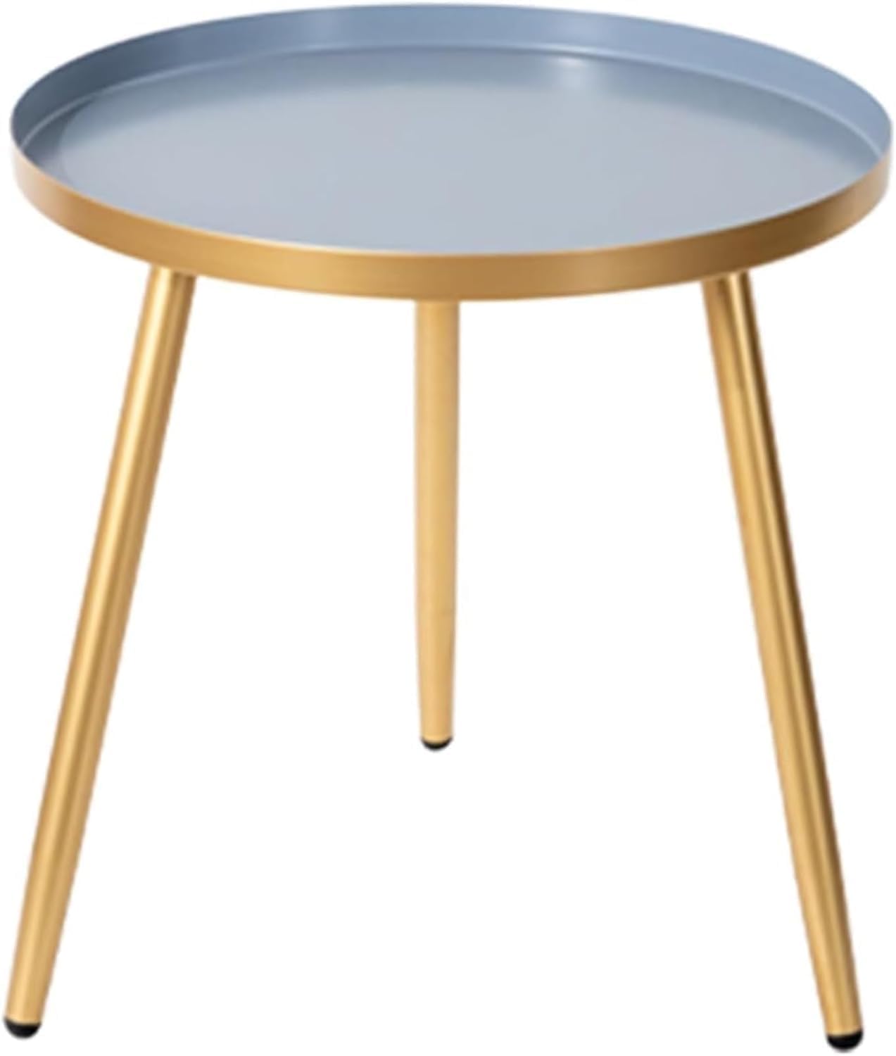 Modern Small Round Side Table with Iron Legs – Compact End Table for Living Room, Bedroom, Café & Flower Shop – Minimalist Accent Sofa Table & TV Tray – 17.1×17.3 Inch