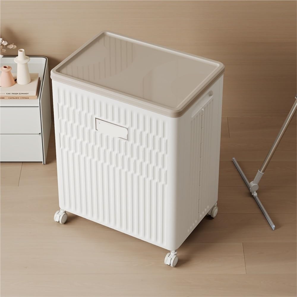 Foldable Storage Bin with Wheels and Flip-Top Lid, Large Capacity Rolling Organizer Box for Home, Closet, Bedroom & Garage Storage