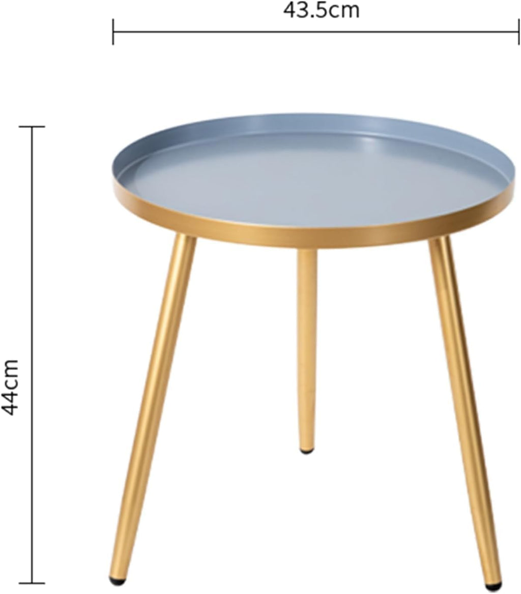 Modern Small Round Side Table with Iron Legs – Compact End Table for Living Room, Bedroom, Café & Flower Shop – Minimalist Accent Sofa Table & TV Tray – 17.1×17.3 Inch