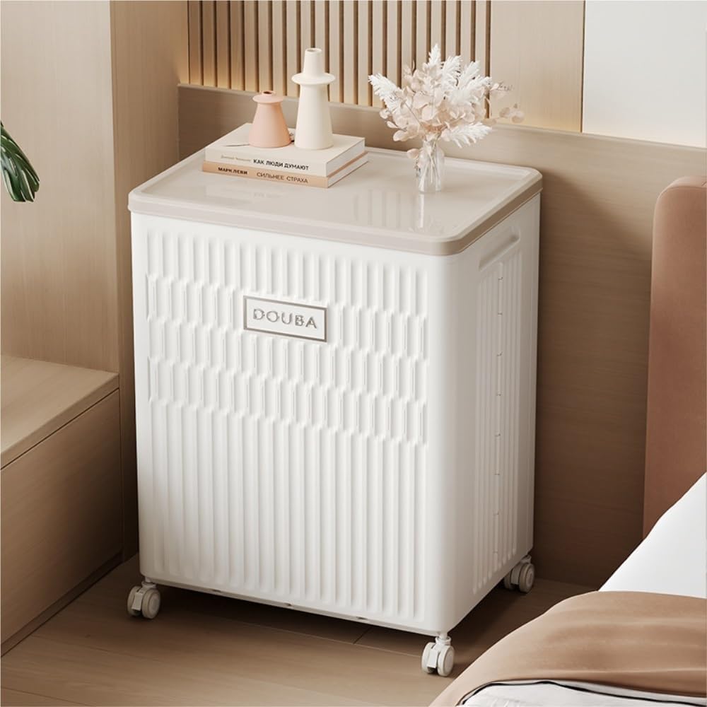 Foldable Storage Bin with Wheels and Flip-Top Lid, Large Capacity Rolling Organizer Box for Home, Closet, Bedroom & Garage Storage