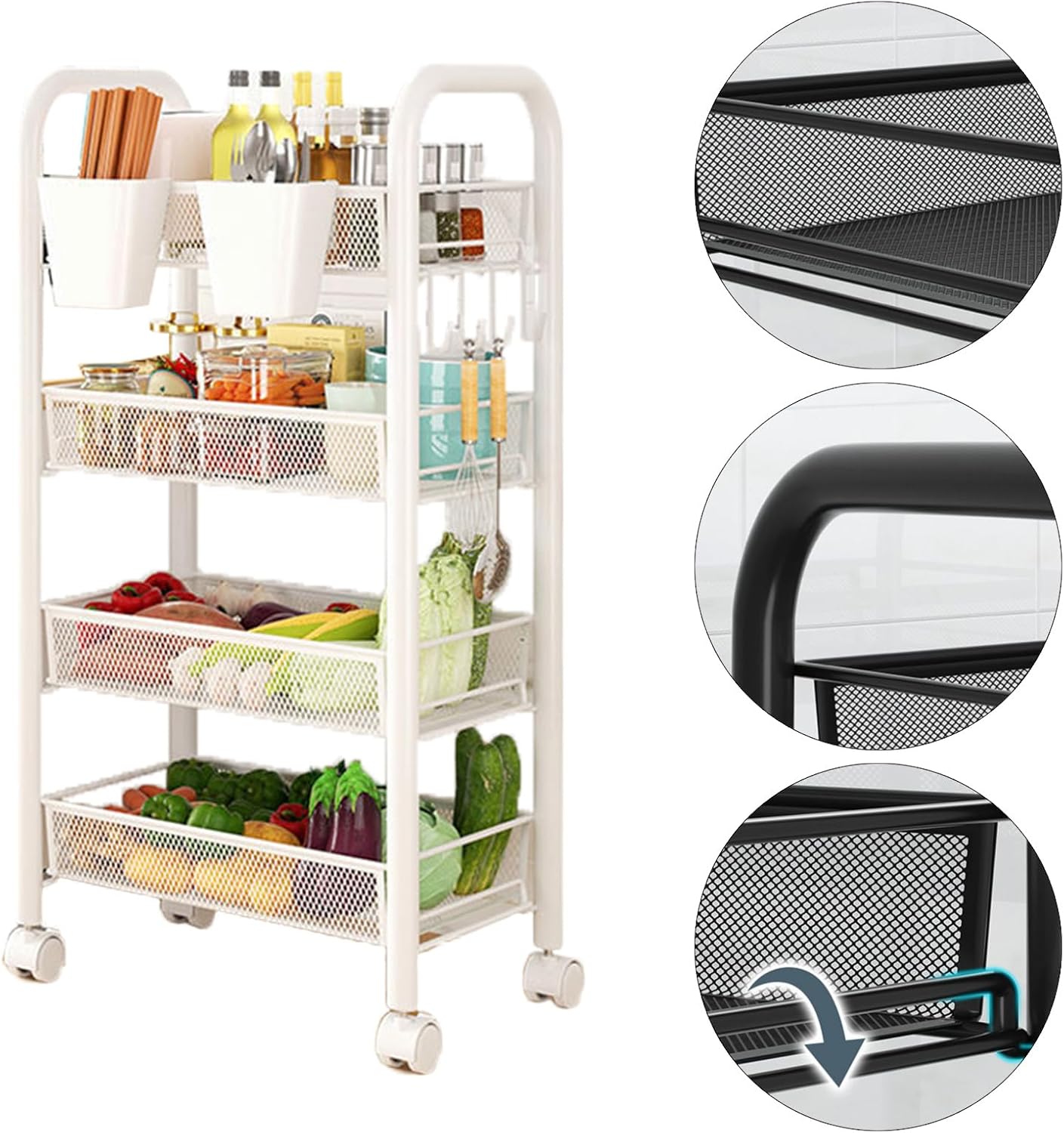 Multipurpose Carbon Steel Kitchen Storage Shelf, Fruit and Vegetable Organizer Basket Rack for Countertop, Pantry & Home Organization