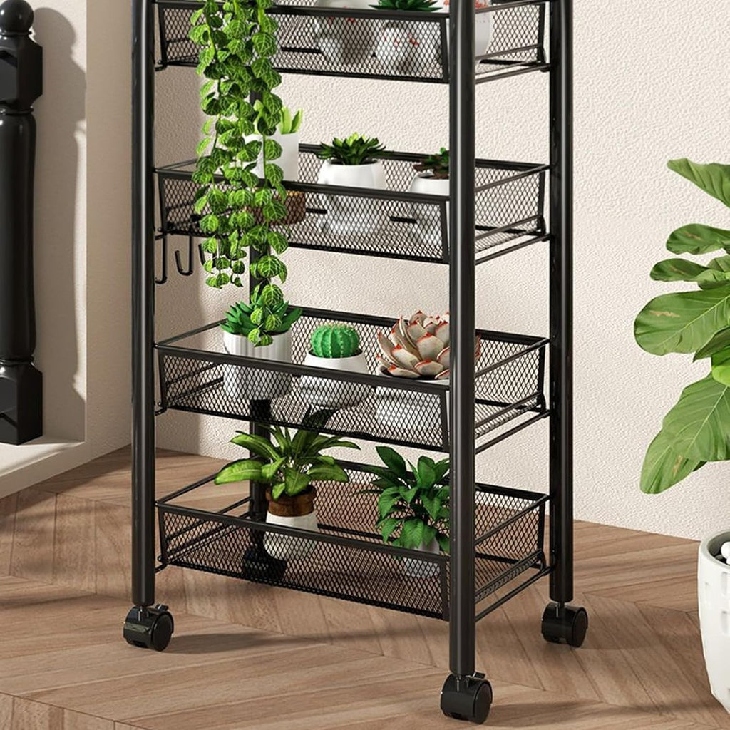 Multipurpose Carbon Steel Kitchen Storage Shelf, Fruit and Vegetable Organizer Basket Rack for Countertop, Pantry & Home Organization