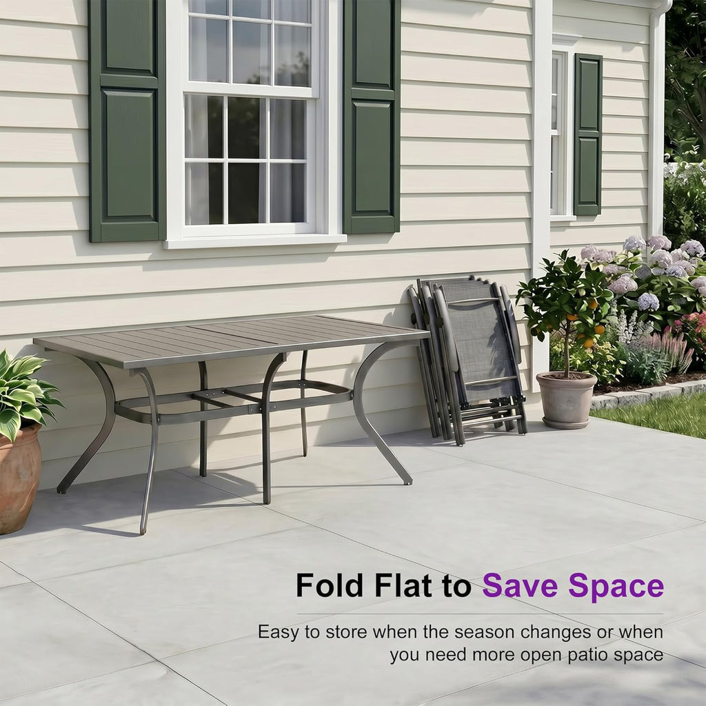 9-Piece Outdoor Dining Set for 8 with Folding Chairs & Aluminum Rectangular Table, All-Weather Patio Furniture Set for Garden, Backyard & Poolside
