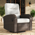 Oversized Wicker Outdoor Swivel Glider Recliner Chair with Adjustable Backrest & Footrest, Luxury Patio Lounge Seating for Porch, Deck & Garden