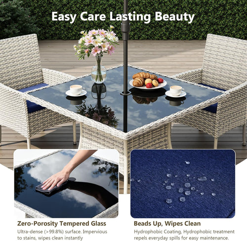 15-Piece Outdoor Dining Set with Tempered Glass Table & 12 Cushioned Wicker Chairs, Luxury Patio Furniture for Backyard, Garden & Deck